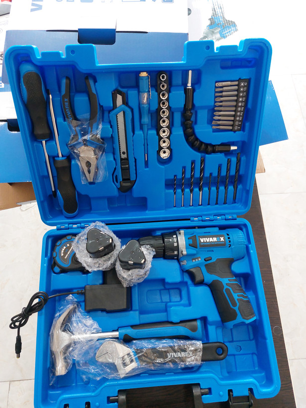 کیت دریل پیچ گوشتی شارژی ویوارکس 12 ولت 40 پارچه دو باتری مدل VR1240-CDK