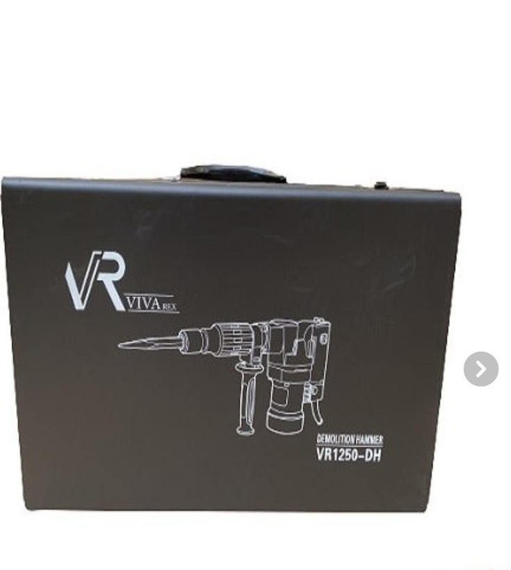 چکش تخریب ویوارکس مدل VR1250-DH ظرفیت ۶ کیلوگرم به شکستگی جزی کنار جعبه