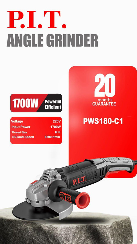فرز آهنگري 1700 وات 180 ميلي متر كد PWS180-C1 برند P.I.T
